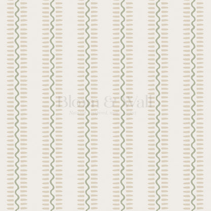 Elliott Stripes Green Tan Wallpaper