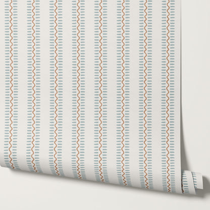 Elliott Stripes Blue Caramel Wallpaper