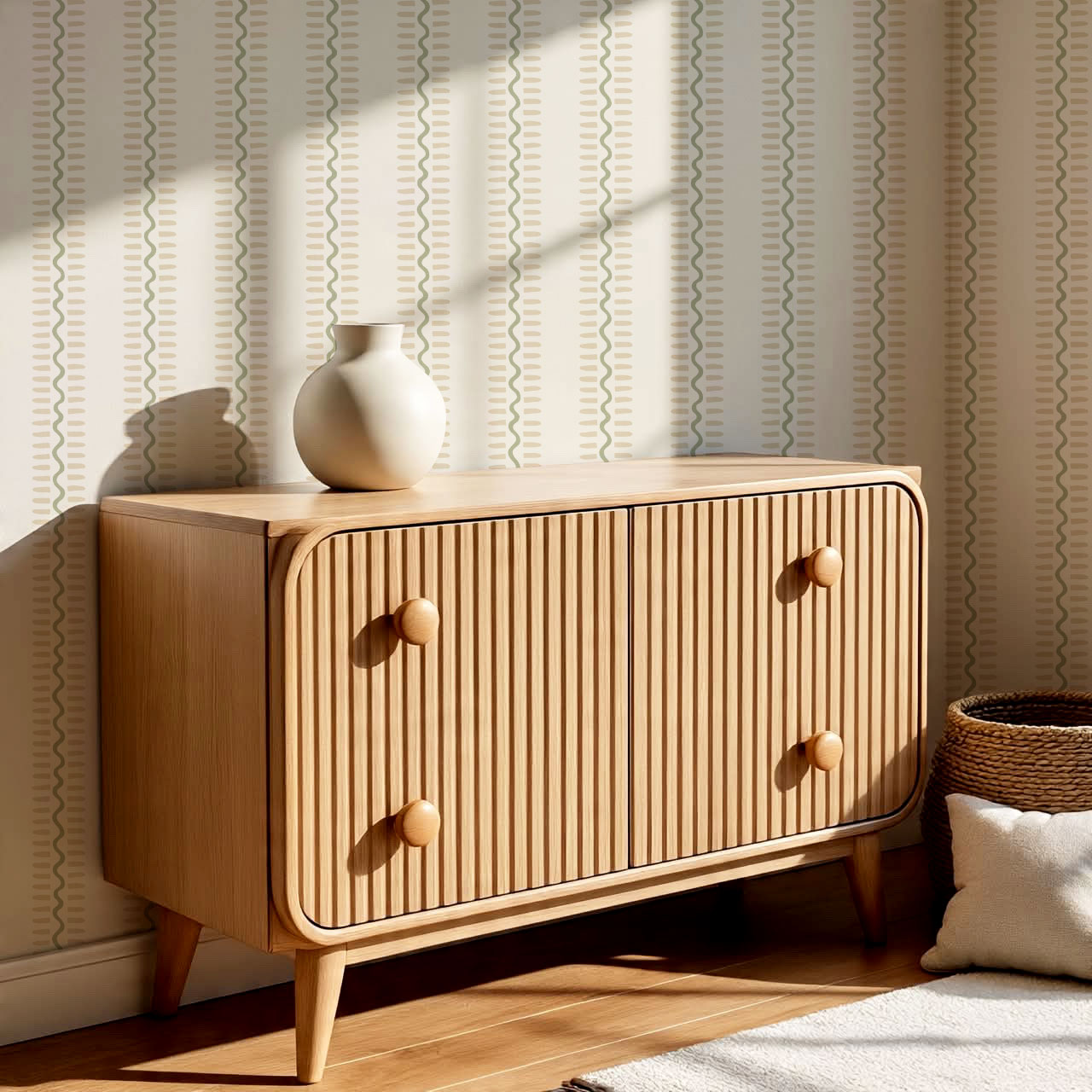 Elliott Stripes Green Tan Wallpaper
