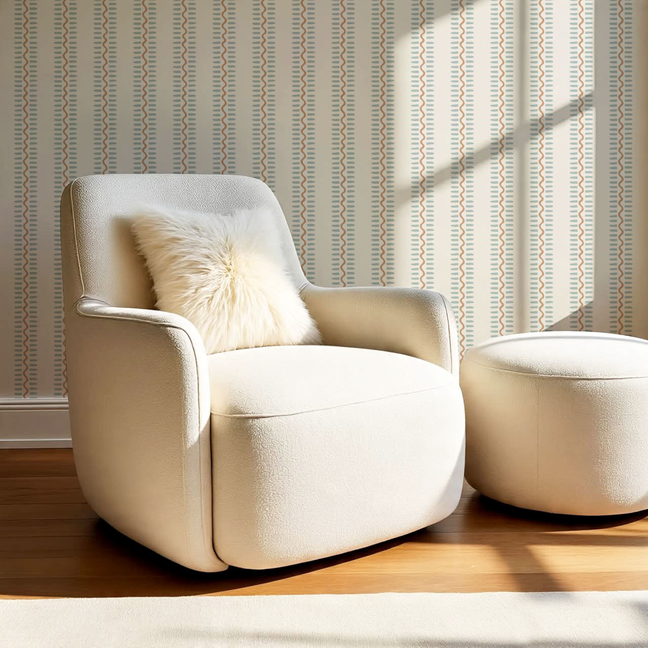 Elliott Stripes Blue Caramel Wallpaper