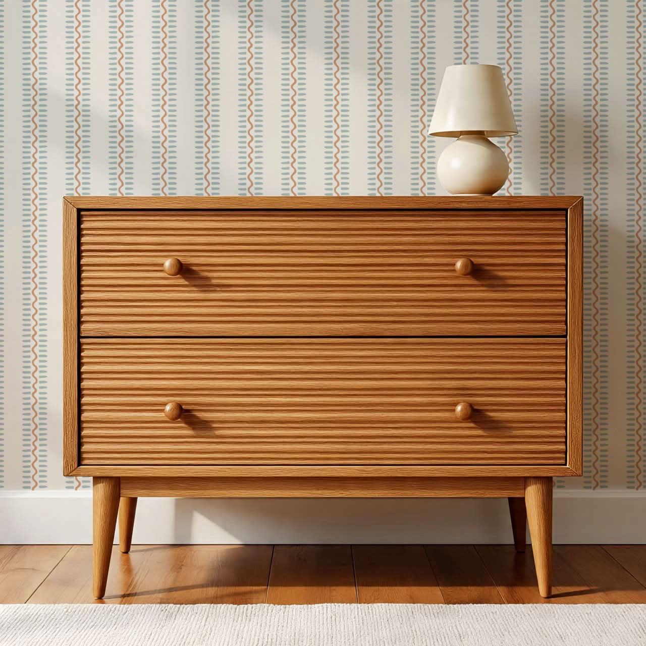 Elliott Stripes Blue Caramel Wallpaper