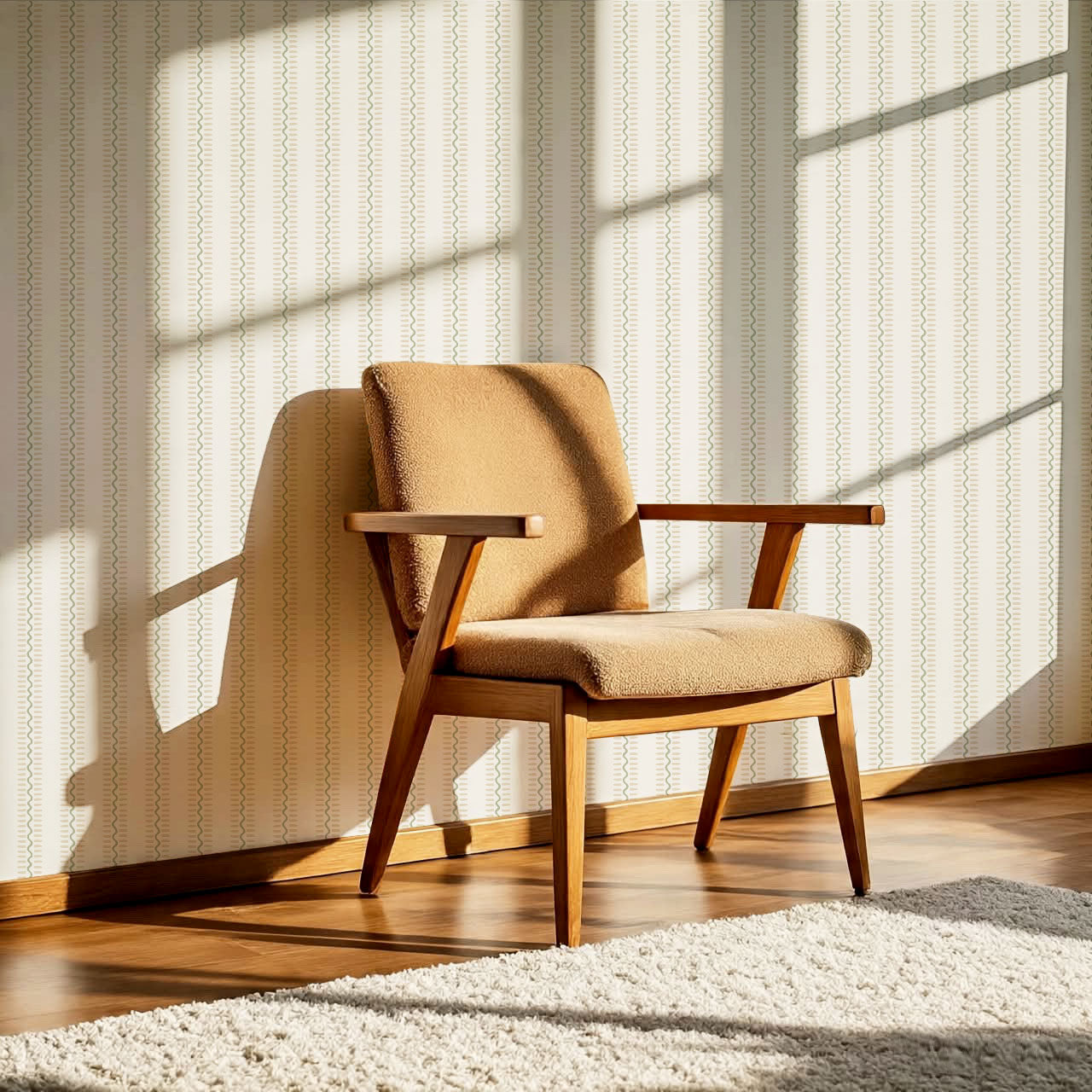 Elliott Stripes Green Tan Wallpaper