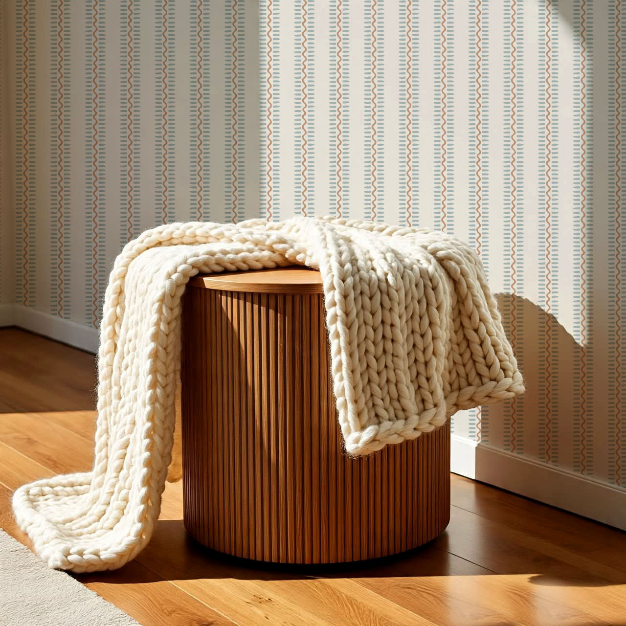 Elliott Stripes Blue Caramel Wallpaper