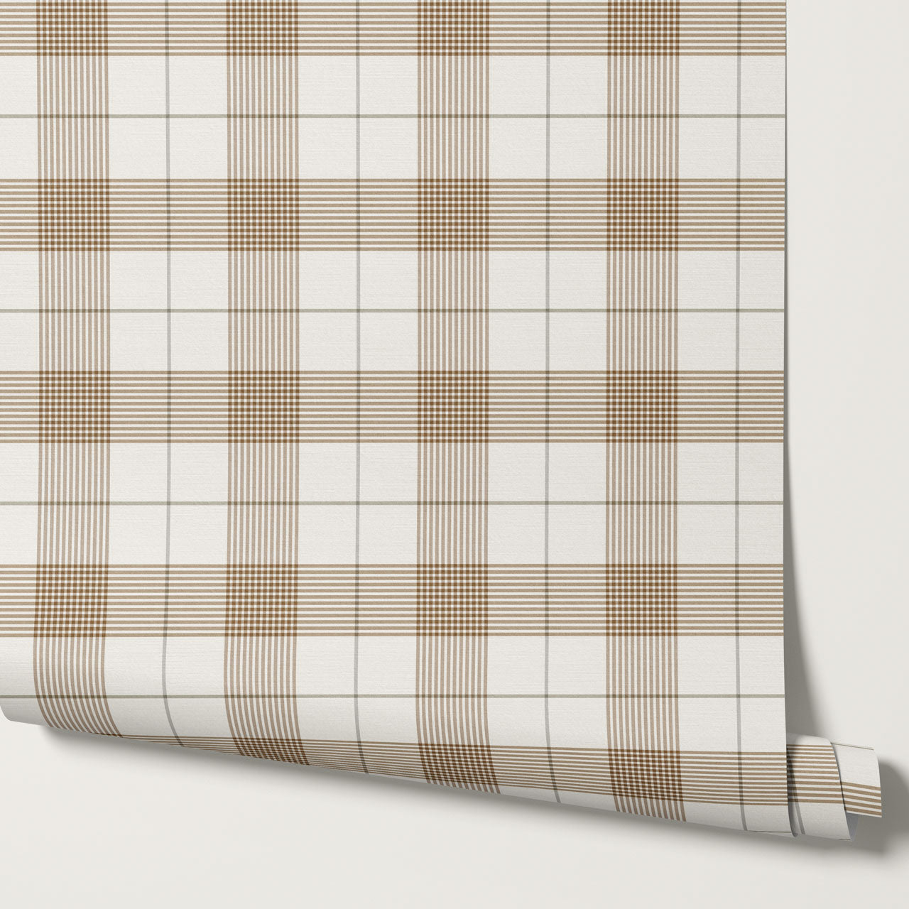 Elodie Taupe Plaid Gingham Tartan Wallpaper