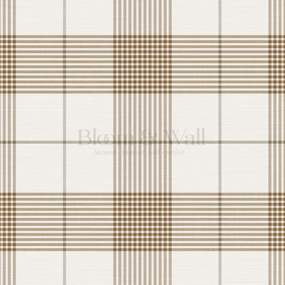 Elodie Taupe Plaid Gingham Tartan Wallpaper