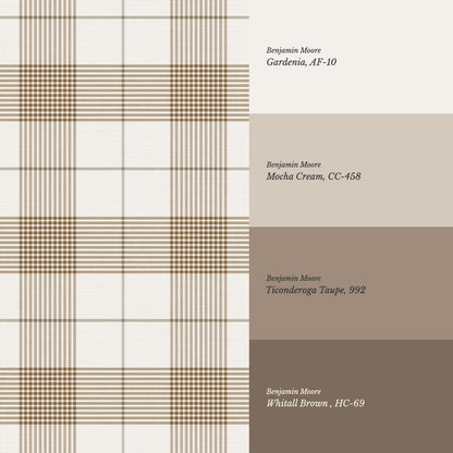 Elodie Taupe Plaid Gingham Tartan Wallpaper