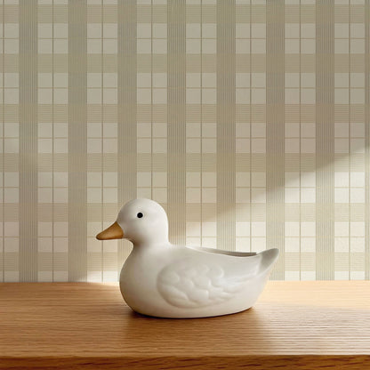Elodie Olive Plaid Gingham Tartan Wallpaper