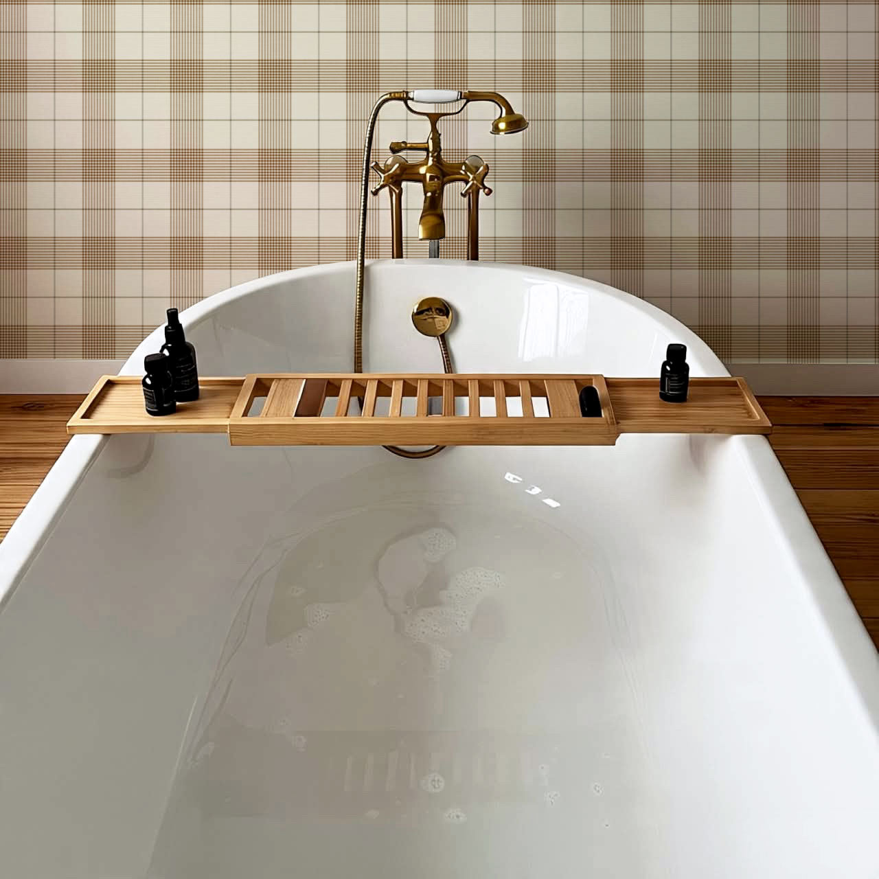 Elodie Taupe Plaid Gingham Tartan Wallpaper
