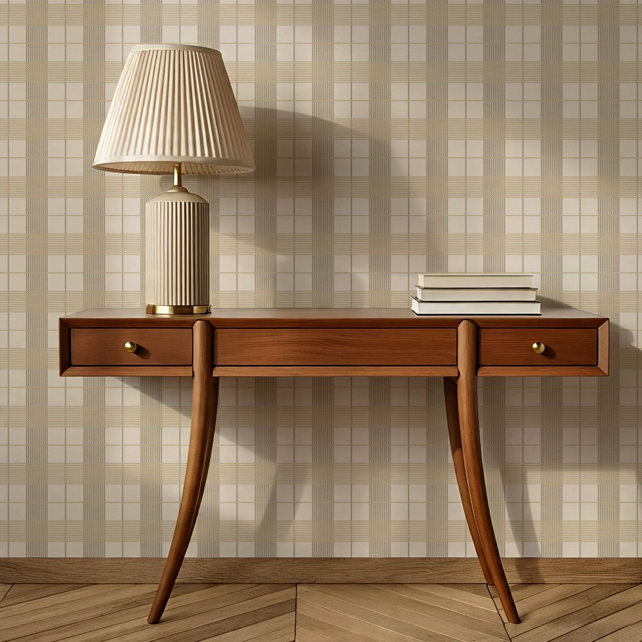 Elodie Olive Plaid Gingham Tartan Wallpaper
