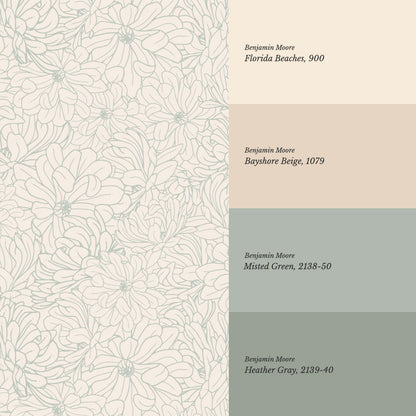 Eloise Magnolia Petals Sage Wallpaper