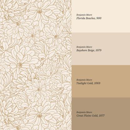 Eloise Magnolia Petals Gold Wallpaper