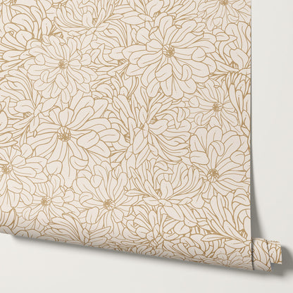 Eloise Magnolia Petals Gold Wallpaper
