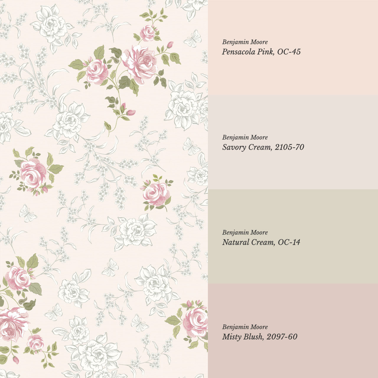 Elora Romantic Spring Roses Blush Cream Wallpaper