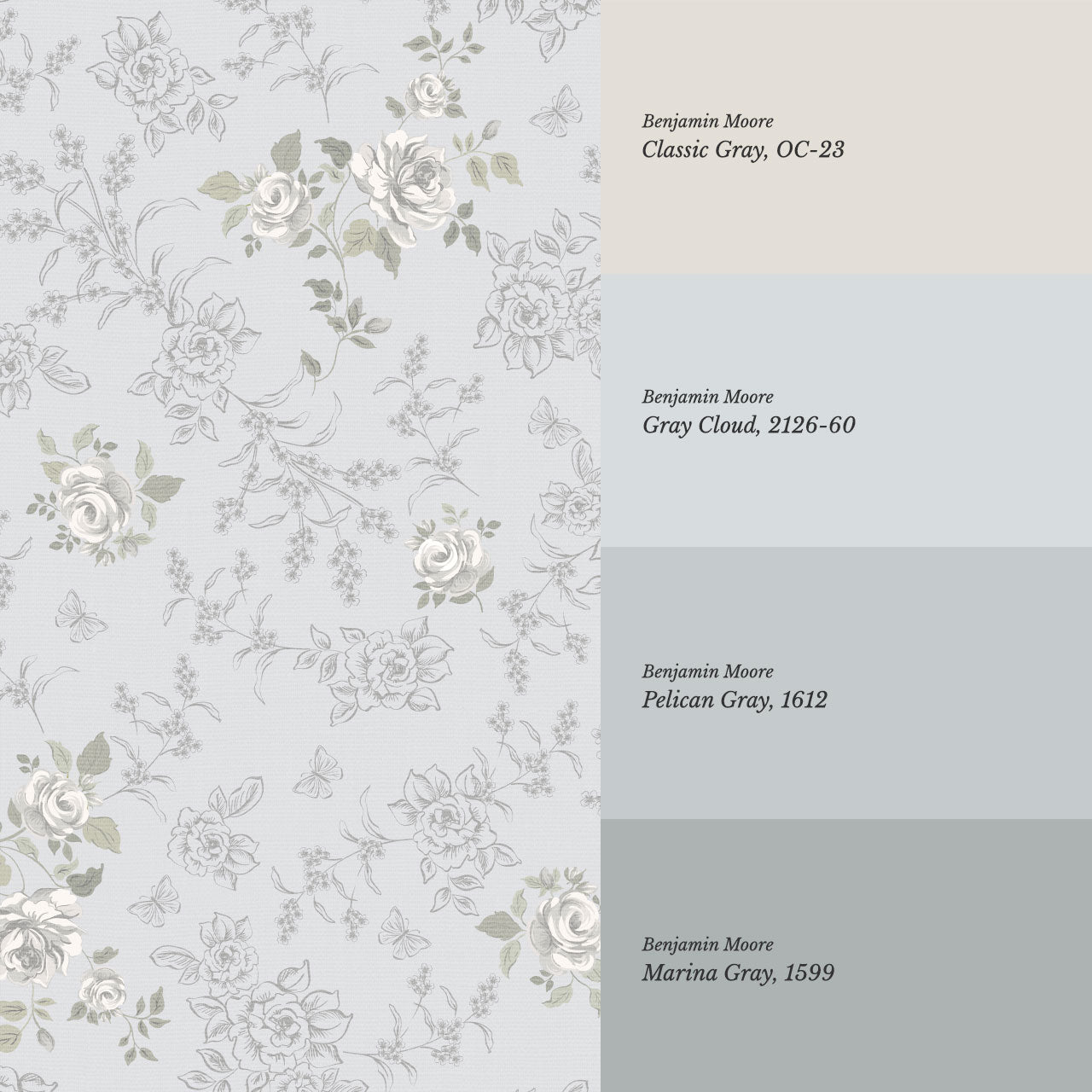 Elora Romantic Spring Roses Pale Sky Wallpaper
