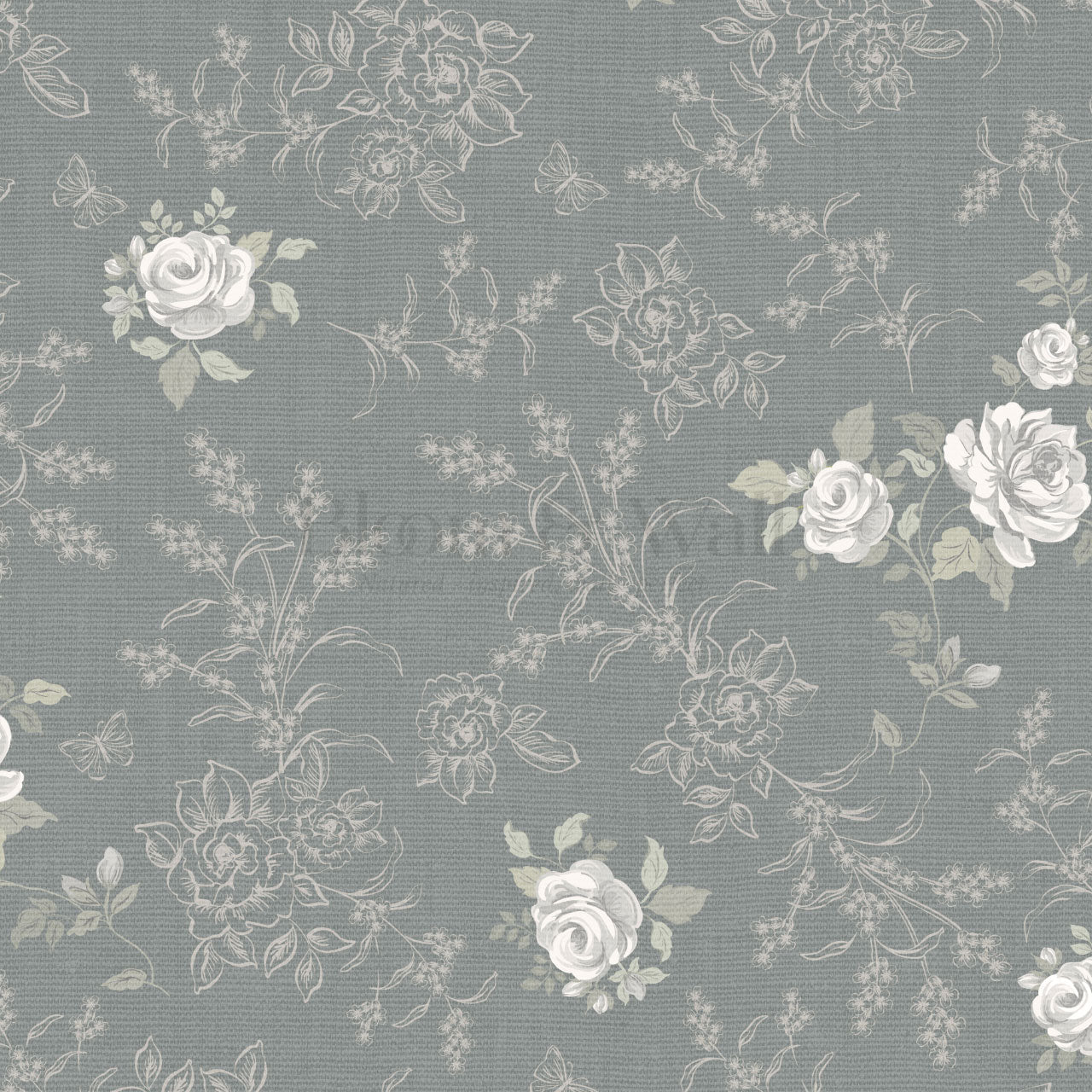 Elora Romantic Spring Roses Slate Wallpaper