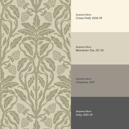 Elora Vintage Glamour Olive Wallpaper