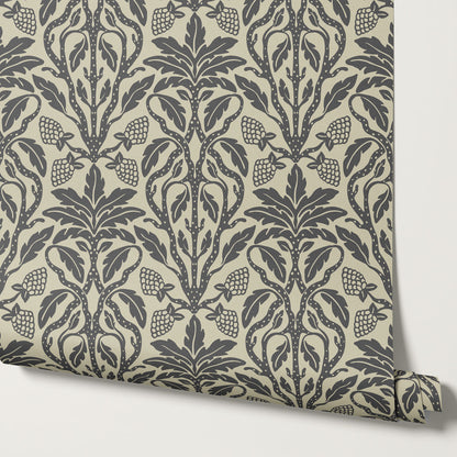 Elora Vintage Glamour Charcoal Wallpaper