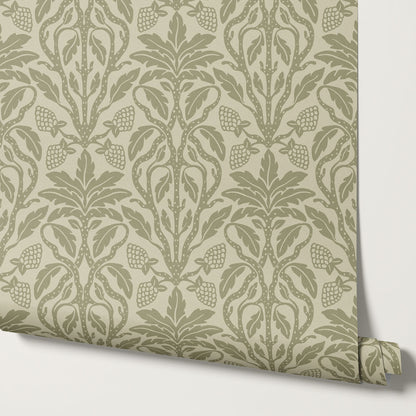 Elora Vintage Glamour Olive Wallpaper