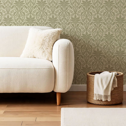 Elora Vintage Glamour Olive Wallpaper