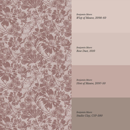 Elowyn Tossed Blooms Mauve Wallpaper