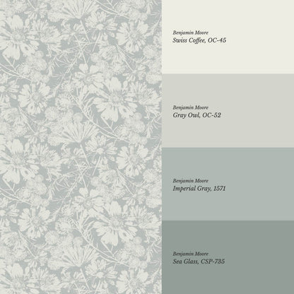 Elowyn Tossed Blooms Dove Gray Wallpaper
