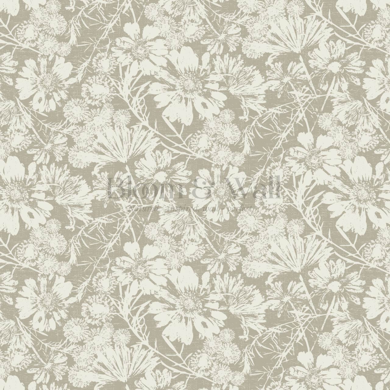 Elowyn Tossed Blooms Olive Wallpaper
