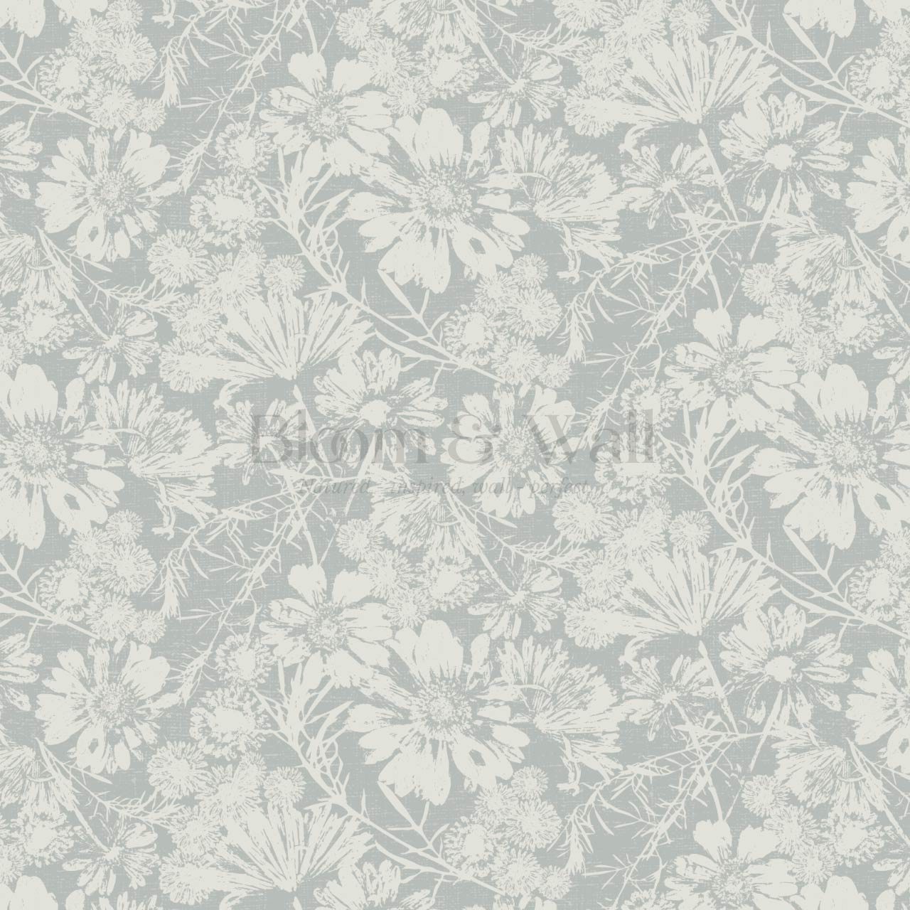 Elowyn Tossed Blooms Dove Gray Wallpaper