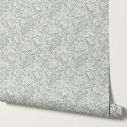 Elowyn Tossed Blooms Dove Gray Wallpaper