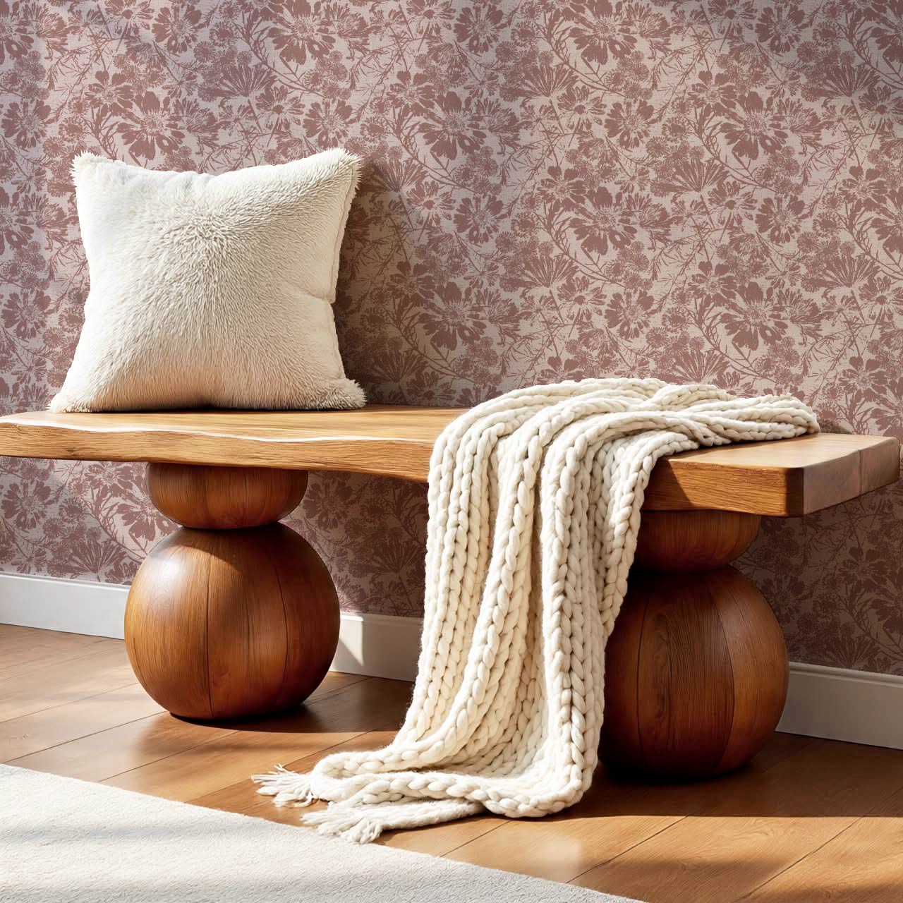 Elowyn Tossed Blooms Mauve Wallpaper