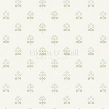 Elowynne Springtime Trellis Sage Sky Wallpaper