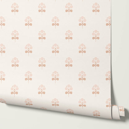 Elowynne Springtime Trellis Coral Cream Wallpaper