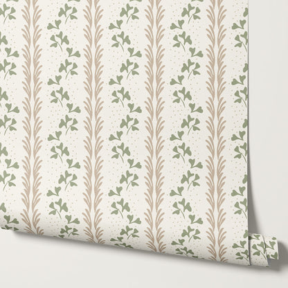 Elsa Clover Vines Wheat Wallpaper