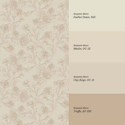 Elsie Wild Chrysanthemum Tan Wallpaper