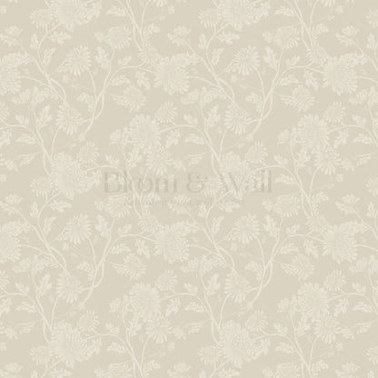 Elsie Wild Chrysanthemum Beige Wallpaper