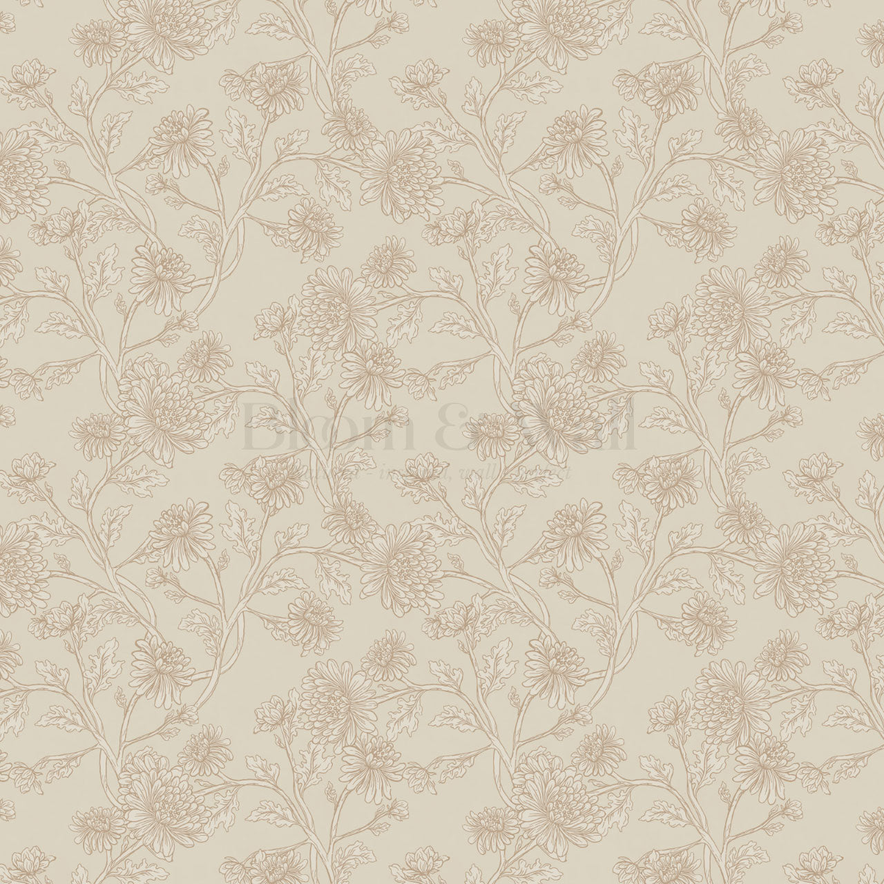 Elsie Wild Chrysanthemum Tan Wallpaper