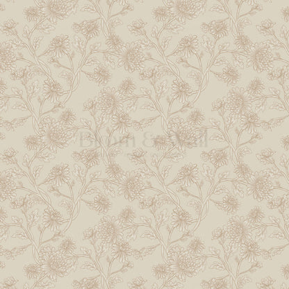 Elsie Wild Chrysanthemum Tan Wallpaper