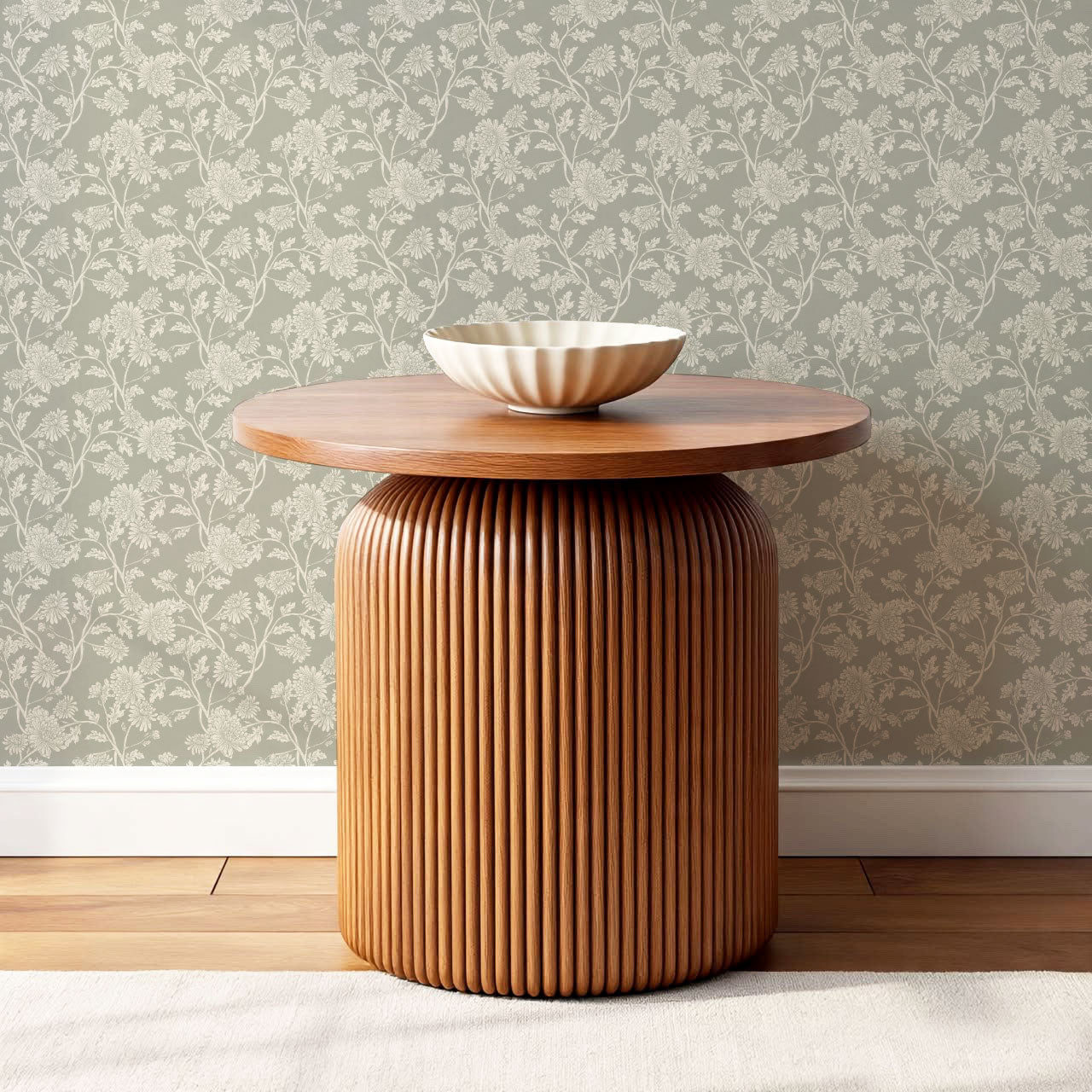 Elsie Wild Chrysanthemum Vintage Sage Wallpaper