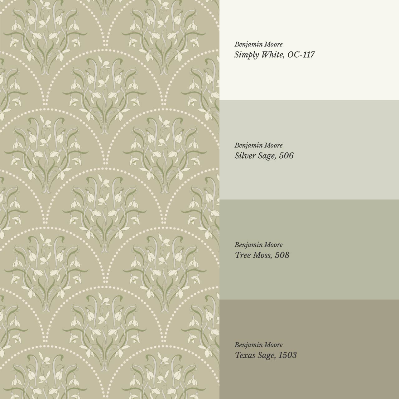 Eluta Snowdrop Scallops Sage Wallpaper