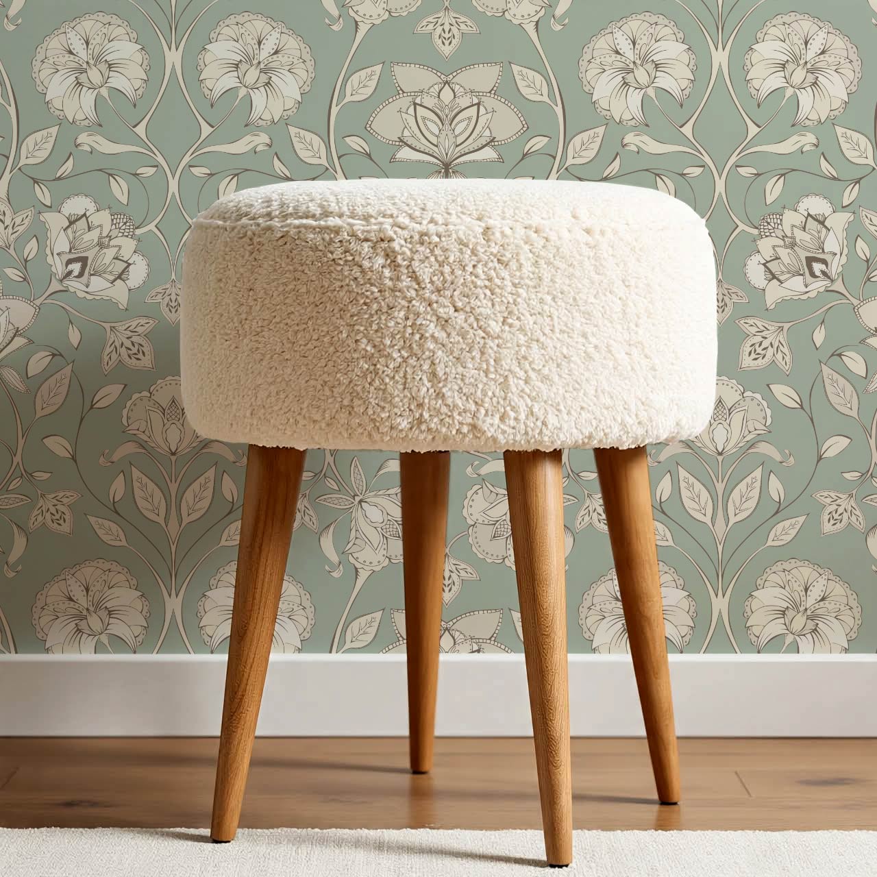 Elvia Ornate Floral Sage Light Stone Wallpaper
