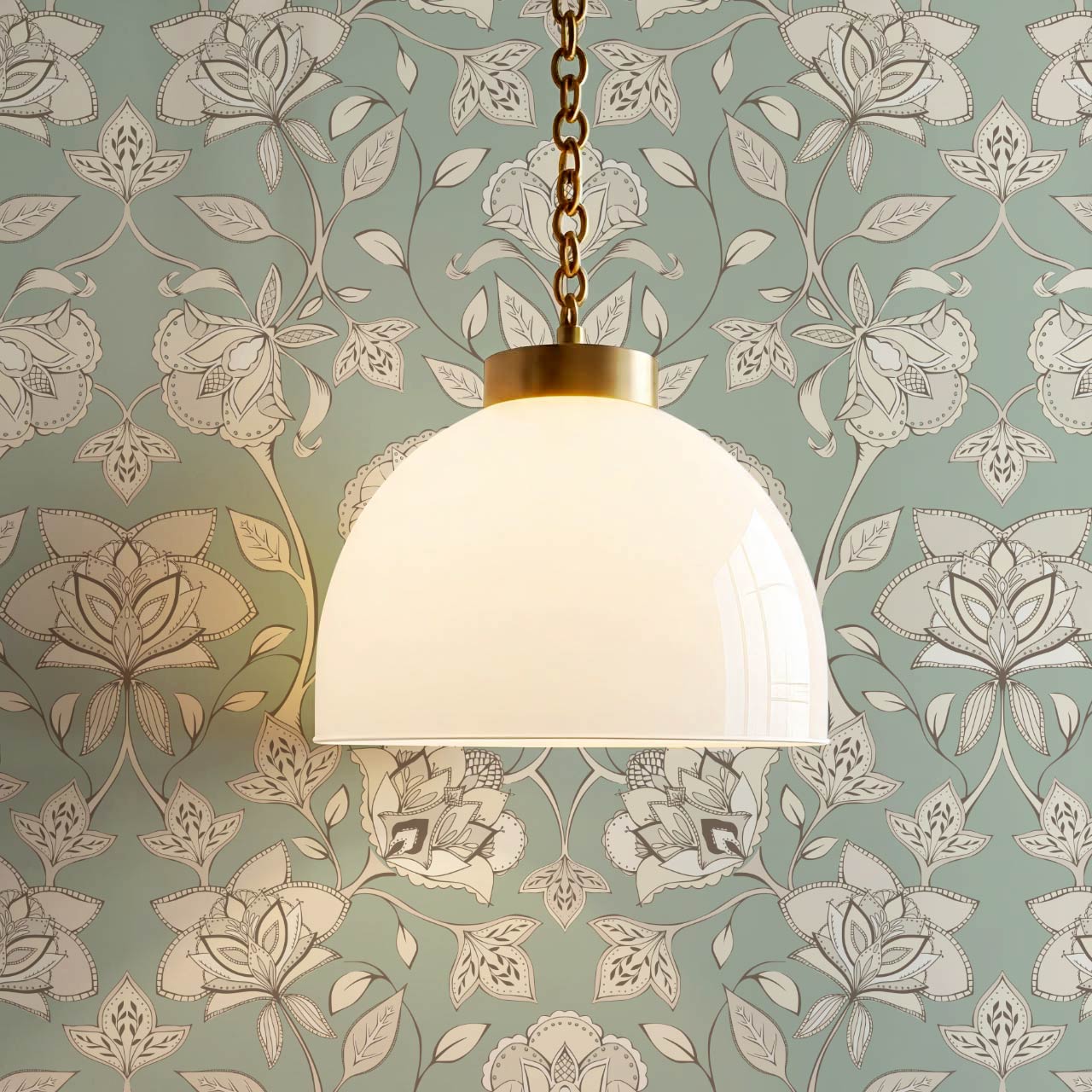 Elvia Ornate Floral Sage Light Stone Wallpaper