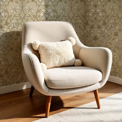 Elvia Ornate Floral Tan Almond Wallpaper
