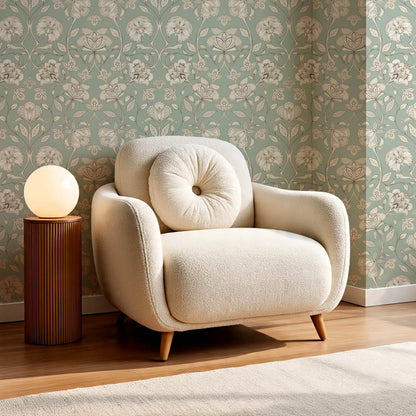 Elvia Ornate Floral Sage Light Stone Wallpaper