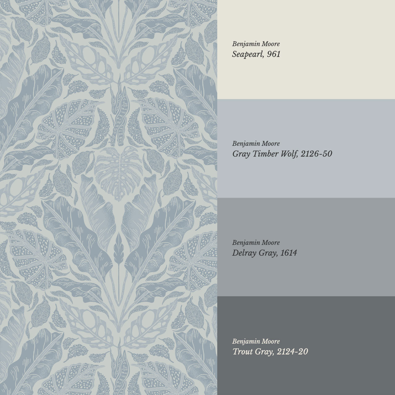 Elvie Tropic Heritage Blue Wallpaper