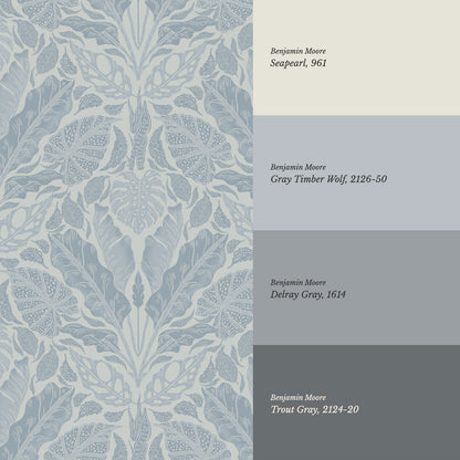 Elvie Tropic Heritage Blue Wallpaper