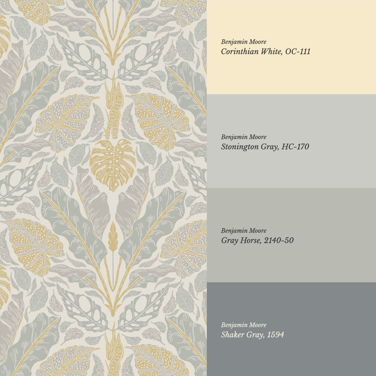 Elvie Tropic Heritage Gold Sage Wallpaper