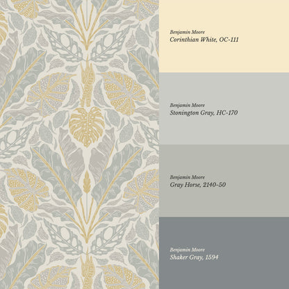 Elvie Tropic Heritage Gold Sage Wallpaper