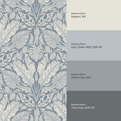 Elvie Tropic Heritage French Blue Wallpaper
