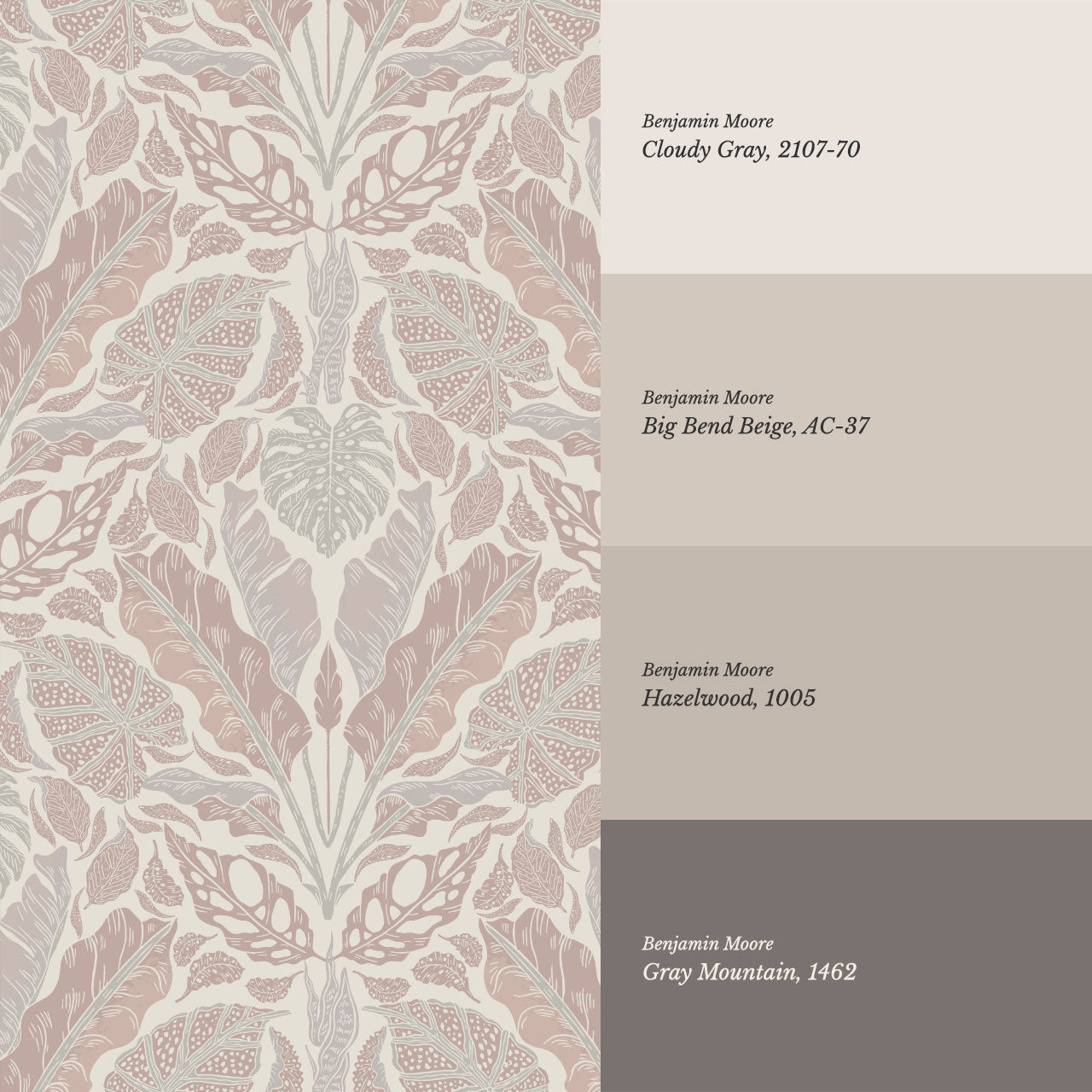 Elvie Tropic Heritage Mauve Wallpaper