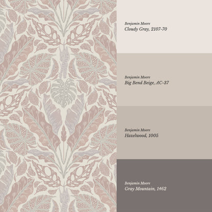 Elvie Tropic Heritage Mauve Wallpaper