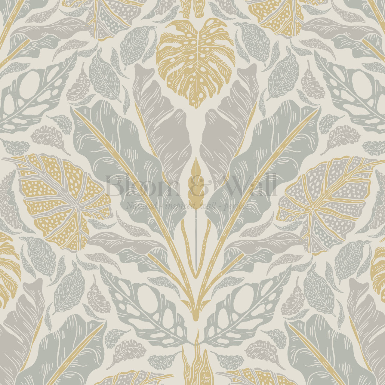 Elvie Tropic Heritage Gold Sage Wallpaper
